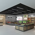 Supermarket General Merchandise Interior With Fresh Fruits Vegetables And Organized Shelf Displays