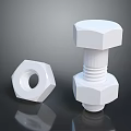 High Quality Hardware Tools Hex Bolt and Hex Nut on Black Reflective Surface 3d model