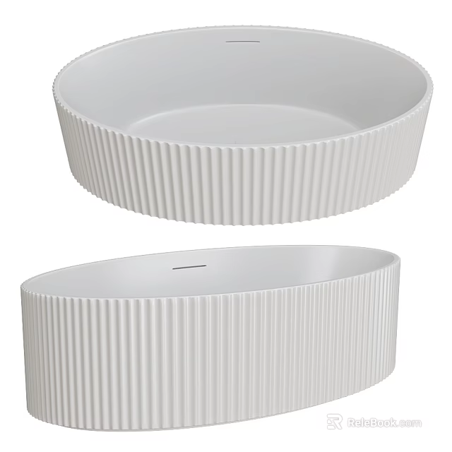Modern Minimalist Freestanding Bathtub With White Ribbed Design And Sleek Surface For Bathroom Decor 3d model 