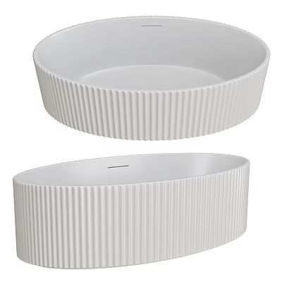 Modern Minimalist Freestanding Bathtub With White Ribbed Design And Sleek Surface For Bathroom Decor 3d model