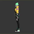 Stylish Futuristic Character and Fantasy Creature With Green Hat Yellow Coat and Black Pants