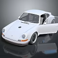 White Classic Sports Car With Open Doors And 3D Rendered Design On Dark Background