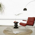 Modern leisure chair side several corners several venetian blinds round carpet 3d model