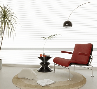 Modern leisure chair side several corners several venetian blinds round carpet 3d model