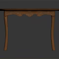 Classic Wooden Table With Oval Top Carved Edges And Curved Legs