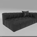 Modern Black Leather Sectional Sofa With Tufted Design And Accent Pillow 3d model