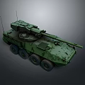 Green Wheeled Tank With Turret Cannon And Modern Military Design