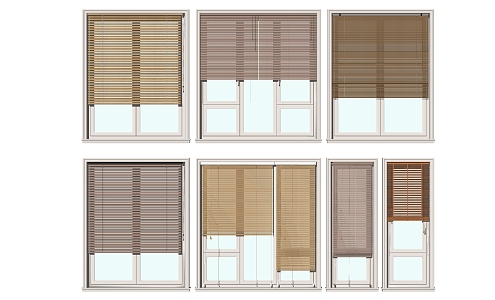 modern blinds shutters roller blinds bamboo curtain window 3d model