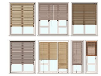 modern blinds shutters roller blinds bamboo curtain window 3d model