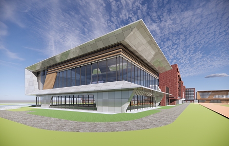 modern school middle school building 3d model