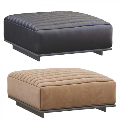 Black and Brown Tufted Stools with Leather and Fabric Upholstery for Modern Interiors 3d model
