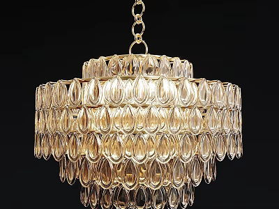 Elegant Crystal Chandelier With Multi layered Transparent Pieces And Hanging Design 3d model