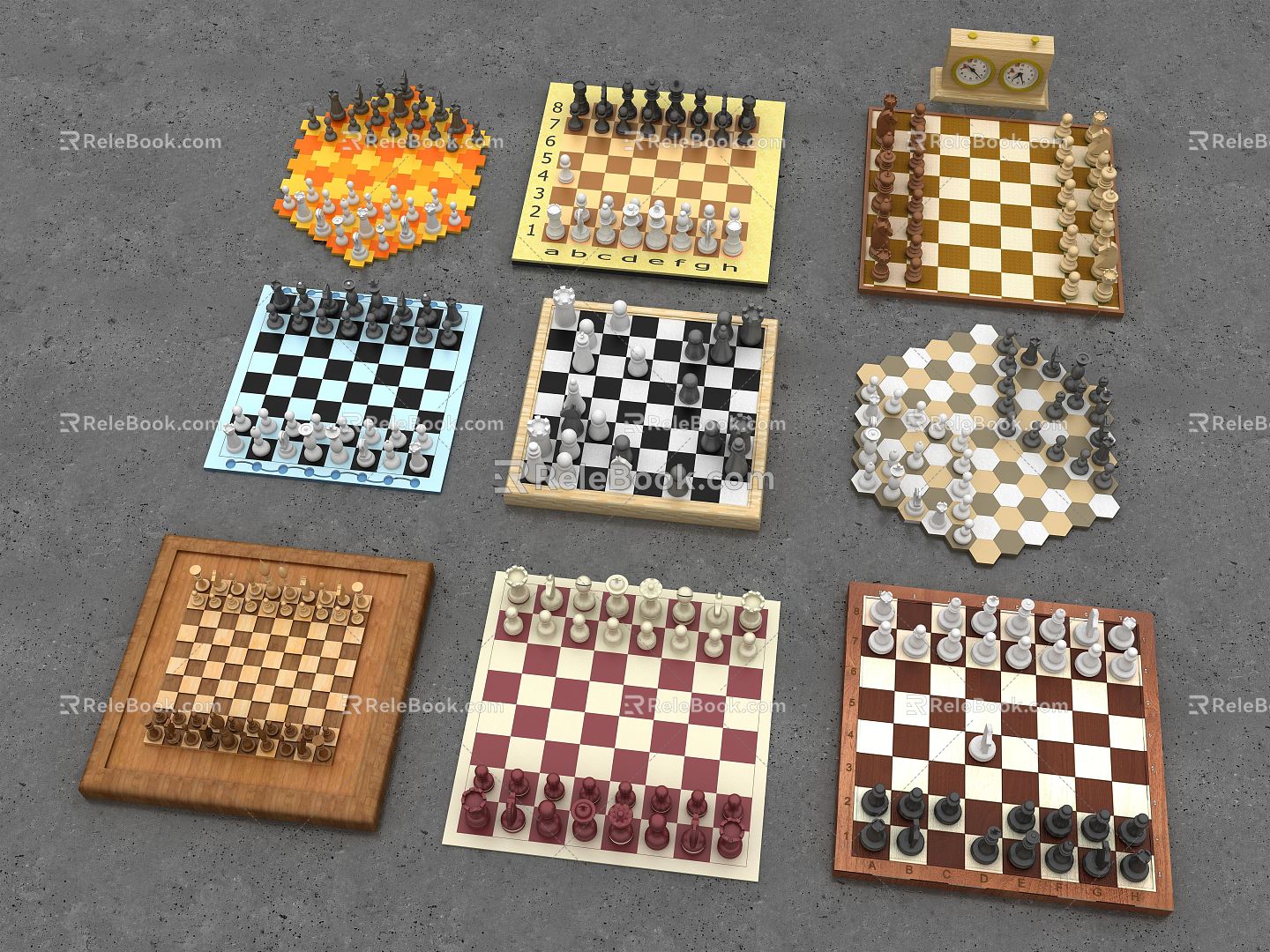 Modern Chess International Chess Go Chinese Chess 3d model