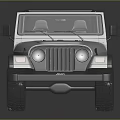 Silver Open Top Off Road Jeep With Black Frame And Spare Tire