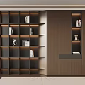 Modern Elegant Built in Bookshelf Interior With Wooden Shelves And LED Lighting