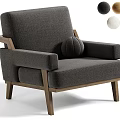 Beige Upholstered Armchair with Wooden Armrests Legs and Multiple Color Options