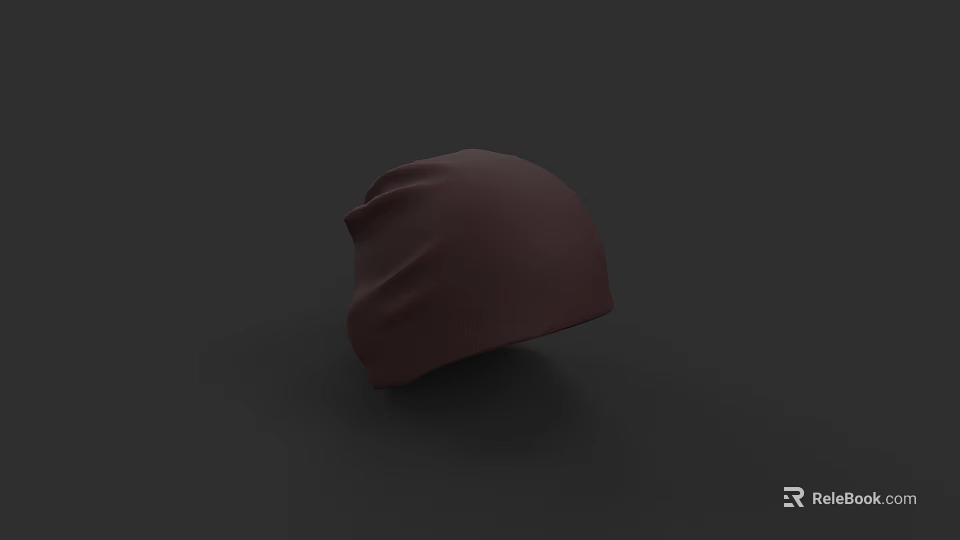 Brown Soft Knit Hat With Slouchy Design For Casual Everyday Wear 3d model 