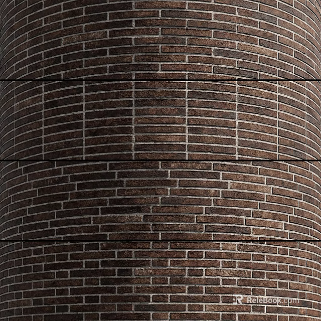 Rustic Dark Brown Brick Wall With Textured Surface And Visible Mortar Lines 3d model 