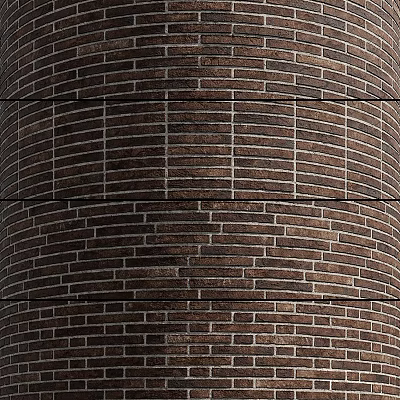 Rustic Dark Brown Brick Wall With Textured Surface And Visible Mortar Lines 3d model