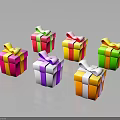Colorful Decorative Gift Boxes Featuring Ribbon Bows In Various Bright Colors