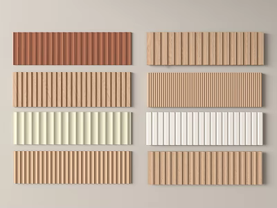 Decorative Wall Panels In Various Colors With Vertical Stripe Design 3d model