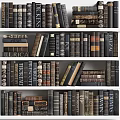 Vintage Bookcase With Organized Rows Of Classic Books And Decorative Spines