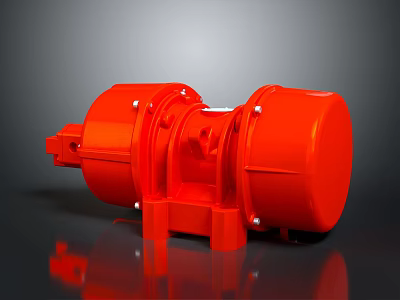 Red Industrial Vibrating Motor With Metal Housing And Sturdy Base 3d model