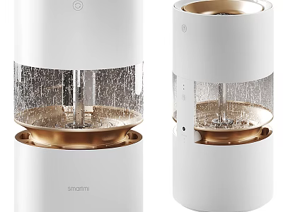 Modern Smart Daily Electrical Appliance In White And Gold With Transparent Water Tank 3d model
