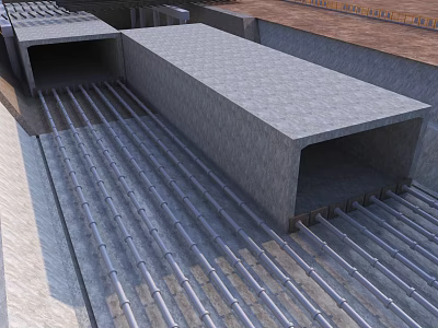 Precast Concrete Construction Components With Drainage Channel And Metal Grating For Industrial Buildings 3d model