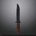 Tactical Military Knife with Black Sharp Blade and Orange Striped Handle for Outdoor Survival