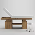 Comfortable Lounge Chair With White Cushion Wooden Base And Small Stool
