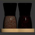 Double Salt Pepper Grinders Set With Black Top Transparent Body And Wooden Tray