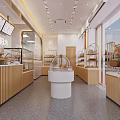 Sunmile Dessert Shop Interior With Wooden Display Cabinets Glass Cases And Fresh Pastries