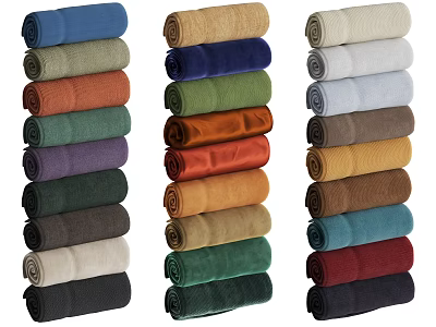 Soft Pack Household Towels in Various Colors Neatly Stacked with Soft Material 3d model
