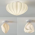 Modern Cream Colored Fabric Ceiling Lights With Elegant Pleated Wavy Design 3d model