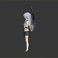 Anime Girl Character With Large White Wings And School Uniform Outfit