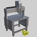 Industrial CNC Equipment With Metal Workbench And Yellow Safety Box