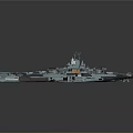 Blue Aircraft Carrier Model 3D Rendering With Deck And Island Structure