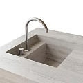 Sleek Modern Stone Washbasin with Silver Faucet and Rectangular Basin Design 3d model