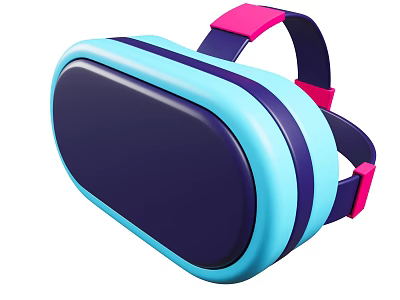 Smart VR Headset Machine with Blue Purple Body and Pink Dark Blue Straps 3d model