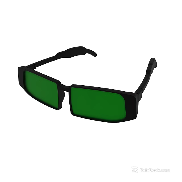 Modern 3D Glasses With Black Frame And Green Lenses Design 3d model 