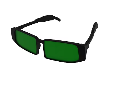 Modern 3D Glasses With Black Frame And Green Lenses Design 3d model
