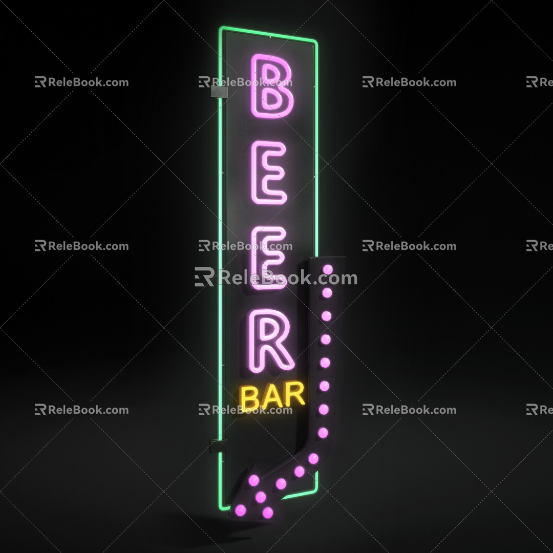 Modern sign bar neon sign 3d model