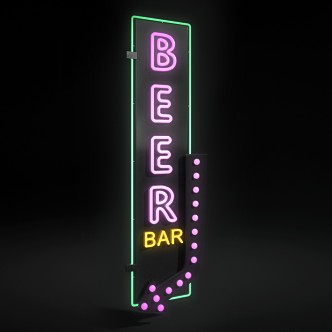 Modern sign bar neon sign 3d model