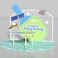 Interactive Ping Pang Game Zone with Table Net and Encouraging Signs 3d model
