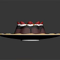 Delicious Chocolate Cake Decorated With Fresh Strawberries And Berries On White Plate With Red Patterns