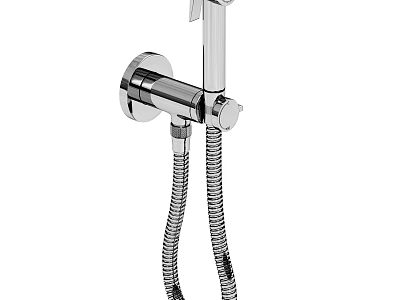 Handheld Showerhead With Chrome Finish Wall Mounted Metal Fixture Flexible Hose 3d model
