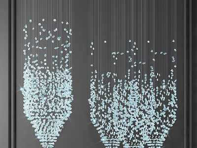 Two Modern Crystal Chandeliers Featuring Hanging Transparent Elements For Interior Design 3d model