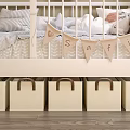 Beige Storage Baskets With Handles Under Crib In Cozy Nursery Room Wooden Floor