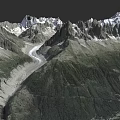 Microtopography Featuring Snow Covered Mountain Peaks Glacier And Lush Valley Vegetation
